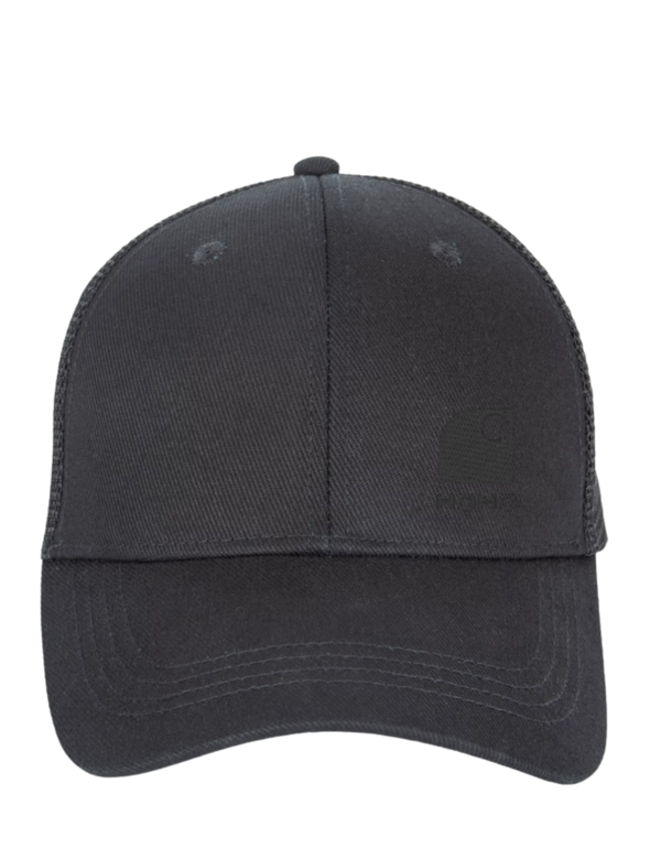 Casquette noire trucker HONO eco responsable 5 panneaux HONO brodée noir, coton organic, polyester recyclé