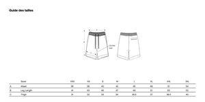 Guide des tailles short rider bio HONO