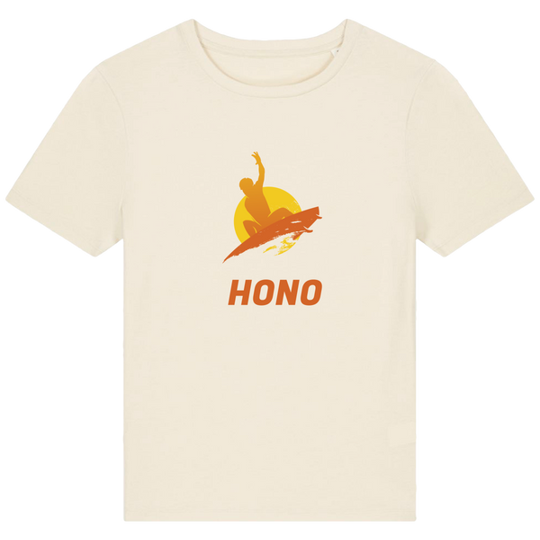 HONO Surfwear, HONO surfwear france, HONO SURFWEAR bio, HONO surfwear homme, HONO surfwear femme, HONO surfwear eco, HONO surfwear eco-reponsable, HONO surfwear coton organic,T-shirt surfwear France HONO, surfwear eco, surfwear vegan. vêtements femmes bio français,T-shirt femme surf gros logo.