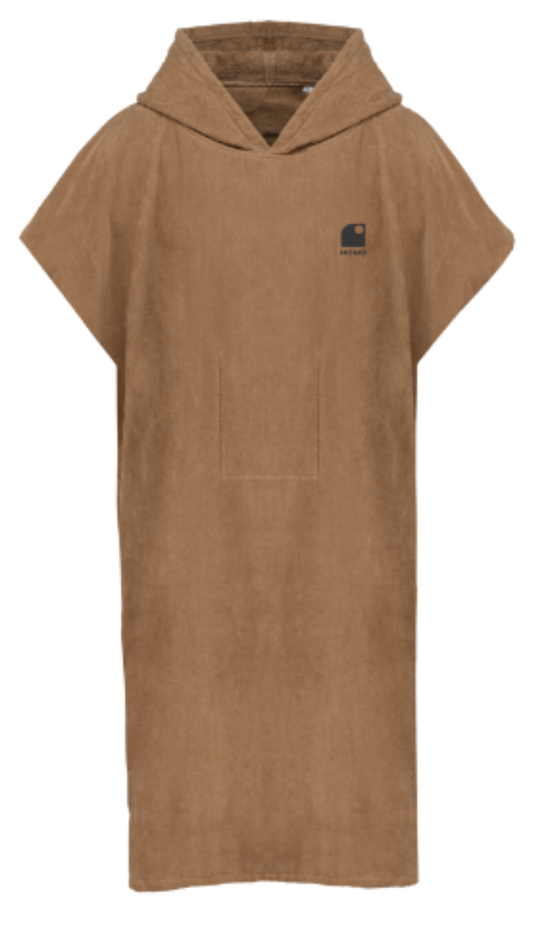 Poncho éco-responsable beige HONO brodé unisexe