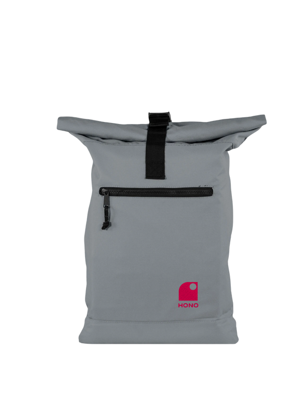 Sac à dos roll up gris polyester recyclé logo  Hono corail