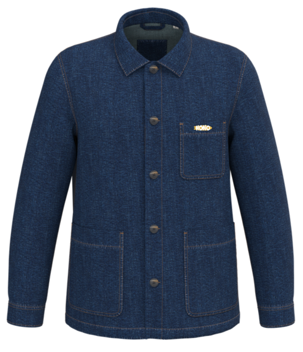 Veste en jean épaules tombantes unisexe brodée HONO FISH