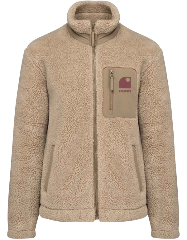 Veste polaire chaude HONO Ride & Respect, sherpa éthique homme, matière recyclée et design surfwear français.