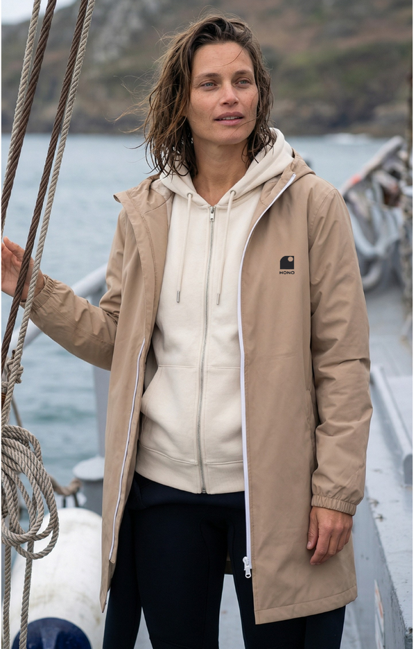 Veste imperméable éco-responsable unisexe HONO sable