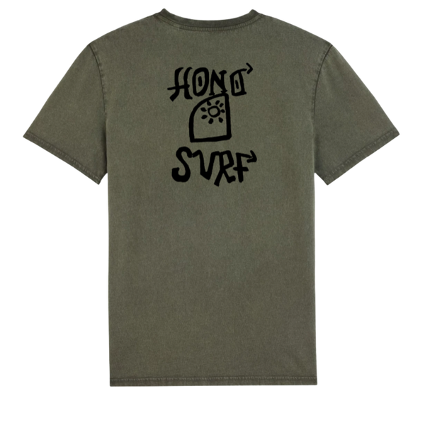 T-shirt HONO Tiki Vintage Kaki – T-shirt Surf en Coton Bio Unisexe