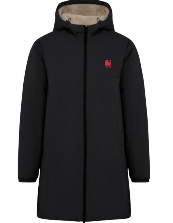 Imperméable éco-responsable noir doublé polaire unisexe