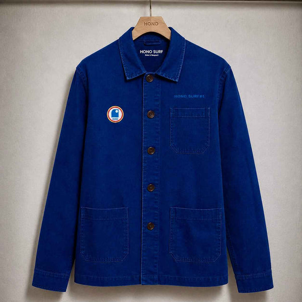 Veste atelier brodée bleu indigo