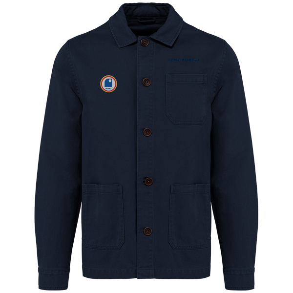 Veste worker légère brodée, coton organic et lin