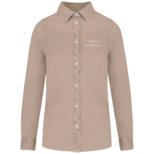 Chemise  éco-responsable "Rideuse du dimanche" brodée 100% coton bio-washed-