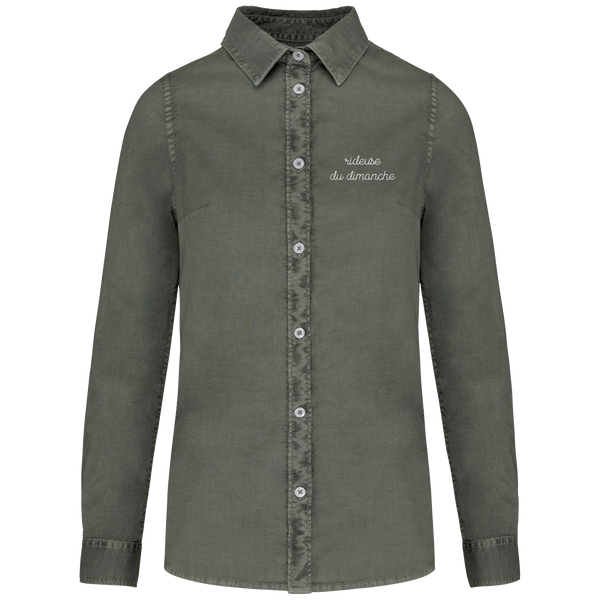 Chemise  éco-responsable "Rideuse du dimanche" brodée 100% coton bio-washed-