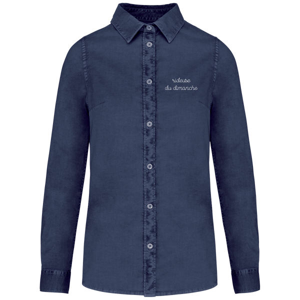 Chemise  éco-responsable "Rideuse du dimanche" brodée 100% coton bio-washed-
