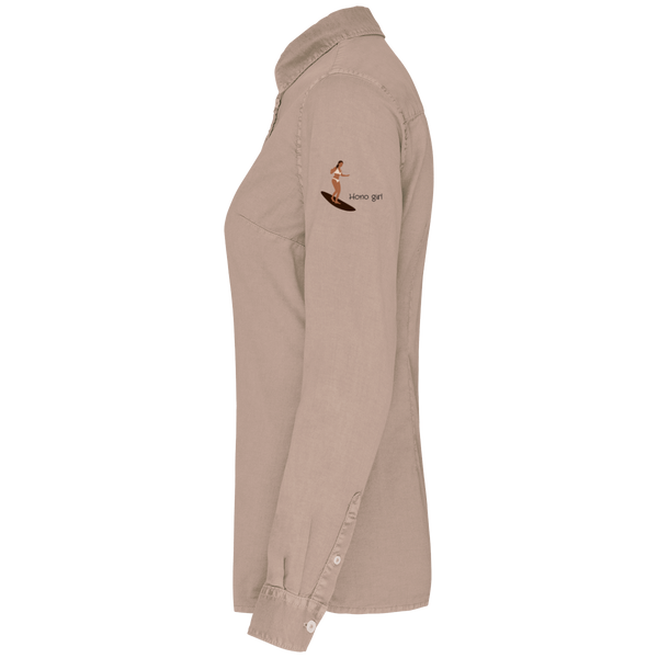Chemise  éco-responsable "Rideuse du dimanche" brodée 100% coton bio-washed-
