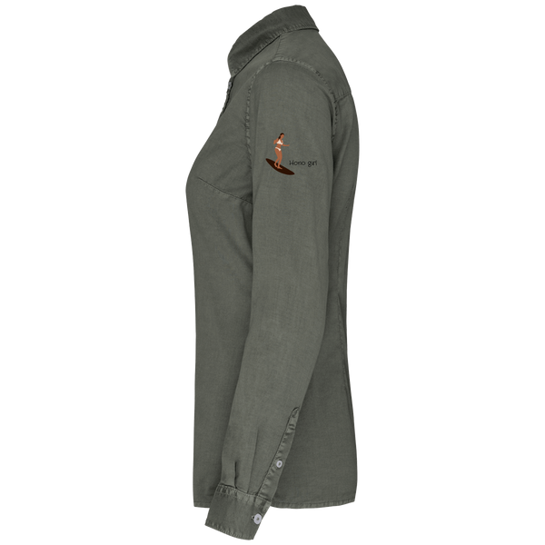 Chemise  éco-responsable "Rideuse du dimanche" brodée 100% coton bio-washed-