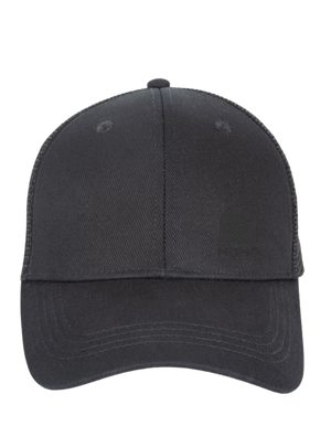 Casquette  noire trucker HONO eco responsable 5 panneaux HONO  brodée noir, coton organic, polyester recyclé