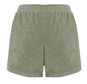 Short éponge éco responsable femme KAKI broderie jaune
