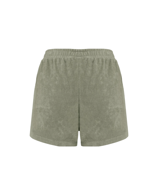 Dos short éponge fille kaki logo HONO 