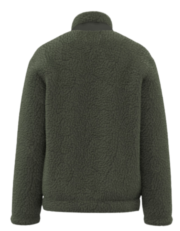Veste chaude en sherpa recyclé HONO Surf, mode durable et surfwear éthique, logo Ride & Respect.