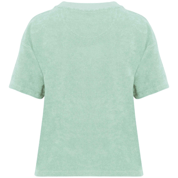 T-shirt éponge bio femme lagon brodé corail