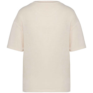 T-shirt éponge bio femme ivoire brodé corail
