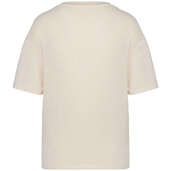 T-shirt éponge bio femme ivoire brodé corail