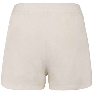 Short éponge éco responsable femme ivoire broderie jaune