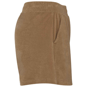 Short éponge éco responsable femme café broderie jaune