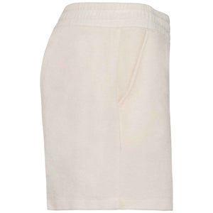Short éponge éco responsable femme ivoire broderie jaune