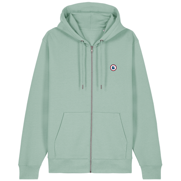 HONO Surfwear, HONO surfwear france, HONO SURFWEAR bio, HONO surfwear homme, HONO surfwear femme, HONO surfwear eco, HONO surfwear eco-reponsable, HONO surfwear coton organic,Hoodie surfwear France HONO, surfwear eco, surfwear vegan. Vêtements hommes et vêtements femmes bio français, hoodie zippé gros logo dos.