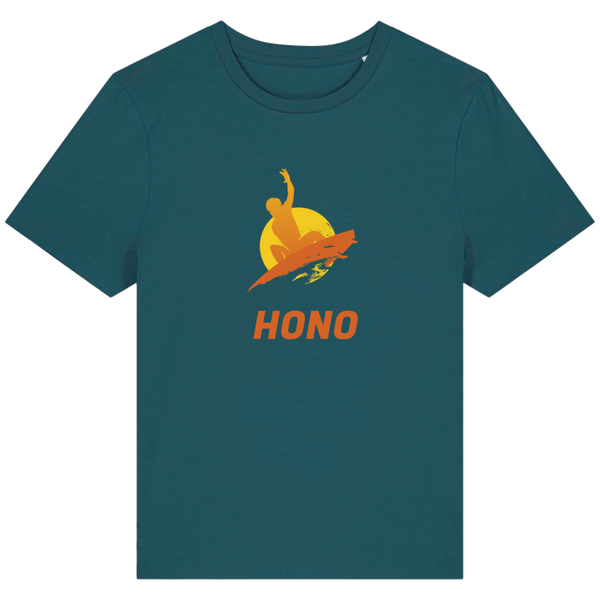 HONO Surfwear, HONO surfwear france, HONO SURFWEAR bio, HONO surfwear homme, HONO surfwear femme, HONO surfwear eco, HONO surfwear eco-reponsable, HONO surfwear coton organic,T-shirt surfwear France HONO, surfwear eco, surfwear vegan. vêtements femmes bio français,T-shirt femme surf gros logo.