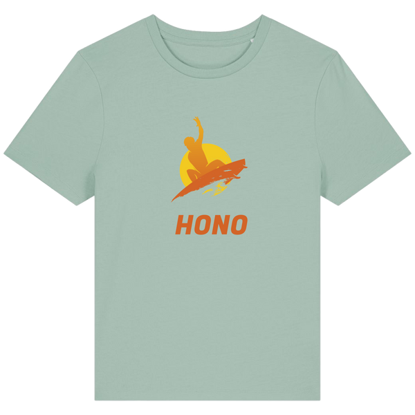 HONO Surfwear, HONO surfwear france, HONO SURFWEAR bio, HONO surfwear homme, HONO surfwear femme, HONO surfwear eco, HONO surfwear eco-reponsable, HONO surfwear coton organic,T-shirt surfwear France HONO, surfwear eco, surfwear vegan. vêtements femmes bio français,T-shirt femme surf gros logo.