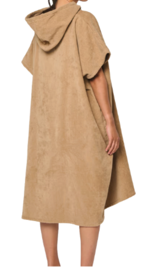 Poncho éco-responsable beige HONO brodé unisexe