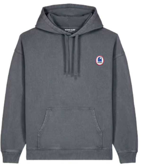 Sweat à capuche Vintage Gris Used oversize – HONO Surfwear Durable