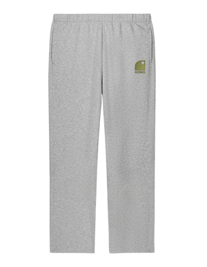 Jogging gris HONO surfwear avec logo kaki minimaliste, pantalon unisexe confortable style surf et lifestyle