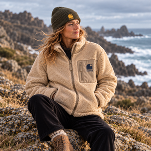 Hono Surf Unisex Fleece Jacket – Warm and Durable Eco-Friendly Fleece – Beige