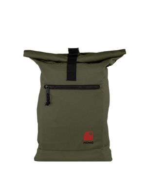 Sac à dos roll up Kaki polyester recyclé logo  Hono orange