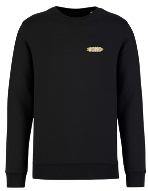 Sweat surfwear Hono noir col rond en coton bio, unisexe, surfshop France