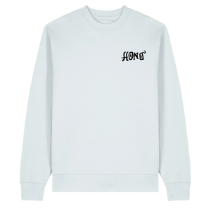 Sweat TIKI HONO surfwear durable bleu clair vue face avec logo HONO poitrine