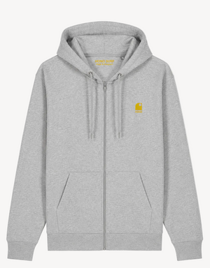 Sweat à capuche zippé gris chiné HONO Surf en coton bio, marque de surf française éco-responsable