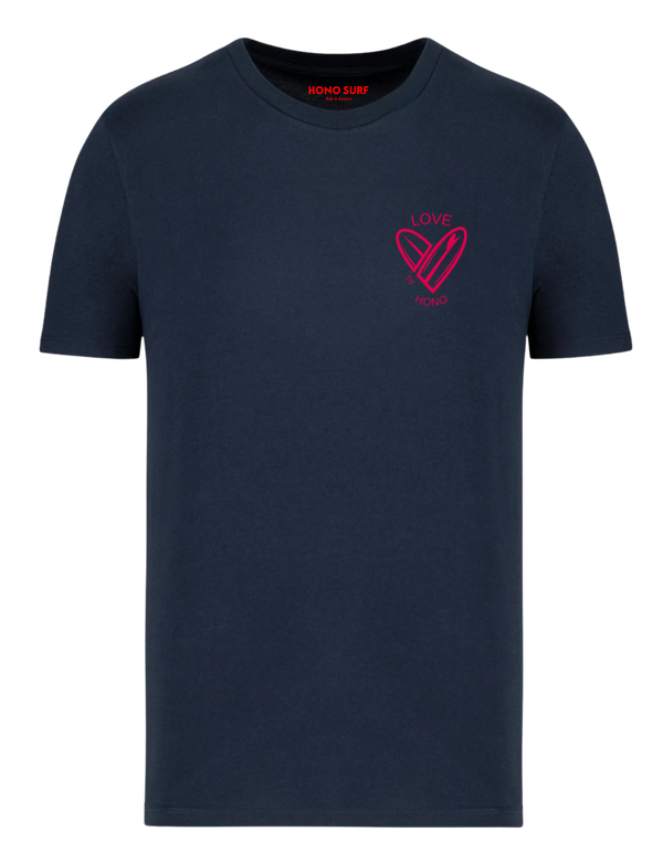 T-shirt bio HONO Love – Blanc & Bleu