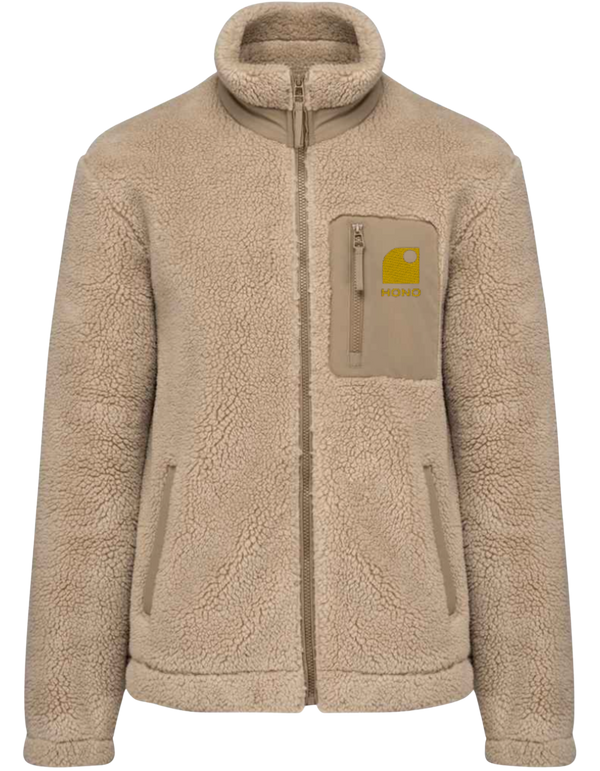 Veste polaire chaude HONO Ride & Respect, sherpa éthique homme, matière recyclée et design surfwear français.