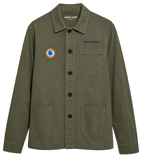 Veste atelier brodée kaki délavé