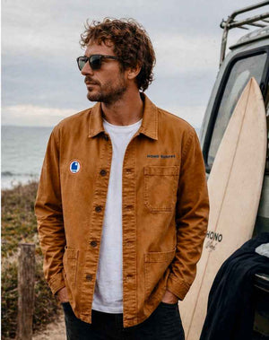 Veste atelier brodée vintage camel