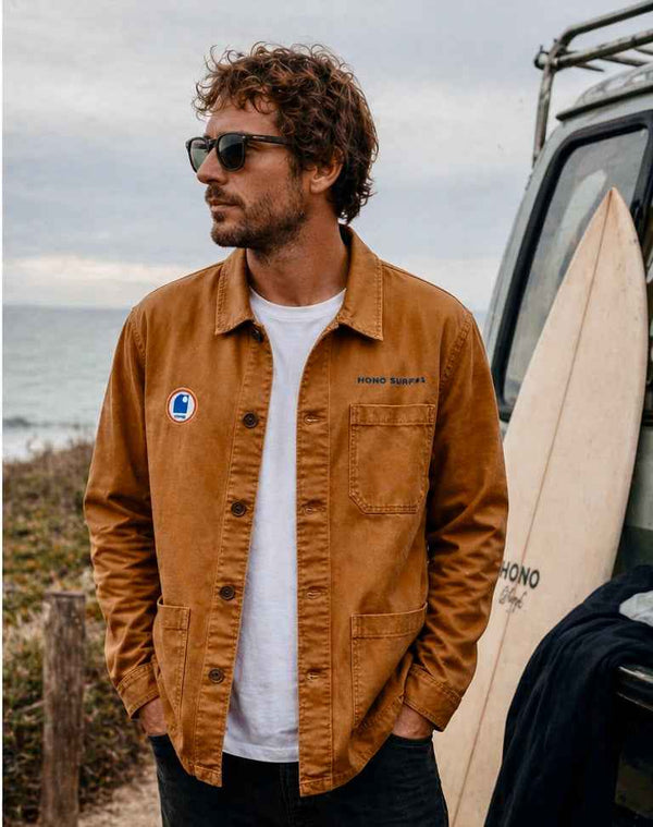 Veste atelier brodée vintage camel