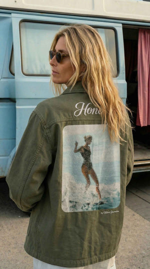 Veste Surf Worker Kaki HONO x Valérie Gourmelon – Broderie & Artwork