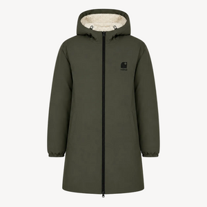 Imperméable recyclé kaki HONO doublé en polaire recyclée, broderie noire, vêtements de surf surfwear durable et éco-responsable, marque française