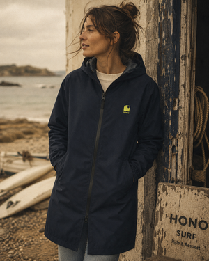 Veste Imperméable navy femme recyclé HONO Surfwear pour la côte et le plein air