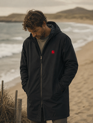 Imperméable noir homme HONO Surfwear pour la côte et le plein air