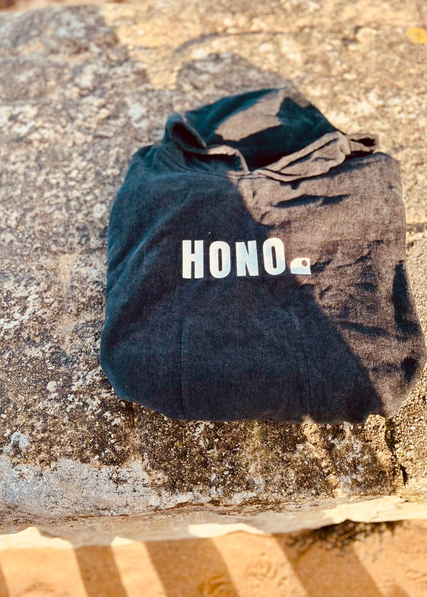 Poncho unisexe noir éco-responsable surfshop, surfwear éthique france, surf