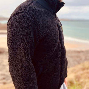 Veste polaire éco durable Hono Surf unisexe – Sherpa chaude noire