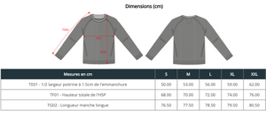 Guide des tailles et dimensions du pull bio  français HONO surfCoastlife homme Navy Blue de S à 2XL